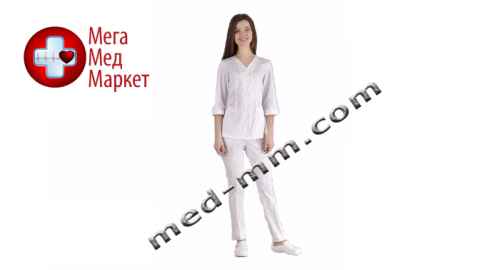 Купить Медицинский костюм Сингапур женский белый котоновый №1044 цена, характеристики, отзывы